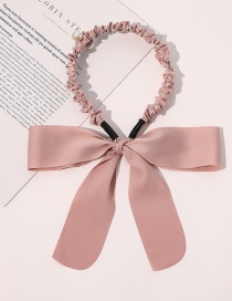 Fashion Pink Bowknot Solid Color Braided Hair Pleated Headband