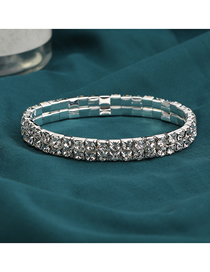 Fashion Double Row White Diamonds Zircon Rhinestone Full Rhinestone Elastic Bracelet