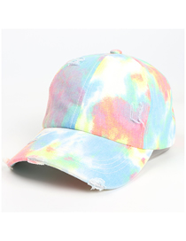 Fashion Rainbow Tie-dye Ripped Crossed Baseball Cap