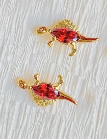 Fashion Big Red Hole Dragon Little Dinosaur K Gold Animal Earrings