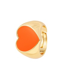 Fashion Orange Copper Drop Oil Love Heart Ring
