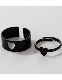 Fashion Love Black Hollow Love Ring Set