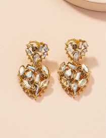 Fashion Gold Color Diamond Heart Stud Earrings