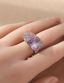 Fashion Purple Solid Copper Geometric Crystal Ring