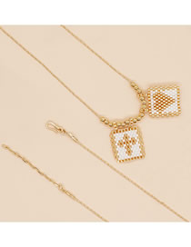 Fashion 6# Rice Beads Woven Heart Cross Square Necklace