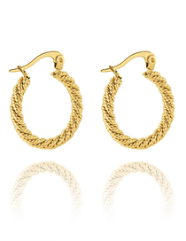 Fashion Gold Titanium Steel Twist Round Earrings