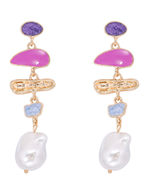 Fashion Purple Irregular Pearl Color Enamel Ear Pendant