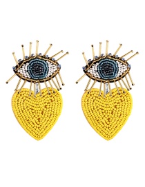 Fashion Yellow Diamond Eyes Mito Love Pendant Earrings