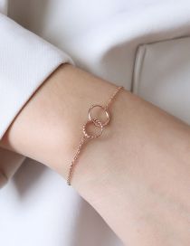 Fashion E139 Rose Gold Bracelet 14+5cm Titanium Steel Geometric Double -circle Chain Bracelet