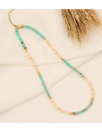 Fashion 2# Blue Geometric Natural Stone Beaded Necklace
