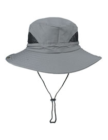 Fashion #2 Light Gray Polyester Drawstring Bucket Hat