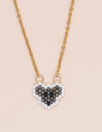 Fashion 1# Rice Bead Woven Heart Necklace