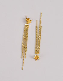 Fashion Gold Titanium Steel Geometric Pentagram Tassel Earrings