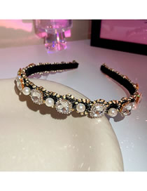 Fashion Headband - Silver Alloy Diamond And Pearl Hairband