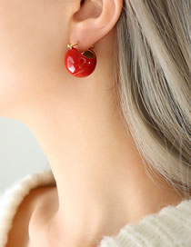 Fashion Gold Red Oil Drip Earrings Titanium Oil Drip Round Earrings 