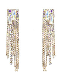 Fashion Ab Alloy Diamond Tassel Earrings