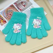 Fashion 3# Green (suitable For 3-9 Years Old) Cartoon Knitted Children's Five-finger Gloves