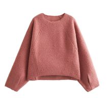Fashion Pink Round Neck Pullover Sweatshirt