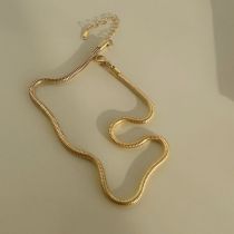 Fashion 41+5cm Necklace Titanium Steel Round Snake Chain Necklace
