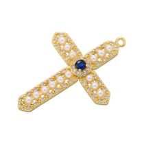Fashion 1 Golden Cross Pendant Copper Inlaid Pearl And Diamond Cross Pendant