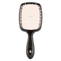 Fashion Light Pink + Black Handle Opp Bag Fluffy Mesh Honeycomb Hole Massage Comb