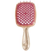 Fashion Peach Pink-gold Handle Opp Bag Fluffy Mesh Honeycomb Hole Massage Comb