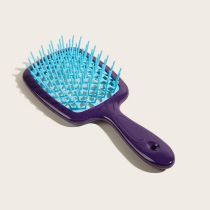 Fashion Blue-purple Handle Pvc Box Fluffy Mesh Honeycomb Hole Massage Comb