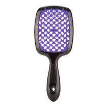 Fashion Purple + Black Handle Pvc Box Fluffy Mesh Honeycomb Hole Massage Comb