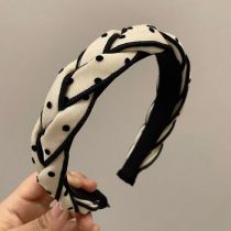 Fashion Polka Dot Twist Headband [apricot Color] Fabric Polka-dot Braided Wide-brimmed Headband