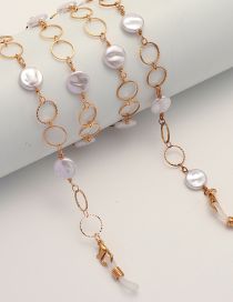 Fashion Gold Metal Pearl Round Glasses Chain