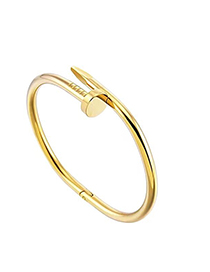 Fashion Gold Titanium Steel Geometric Smooth Nail Cuff Bracelet