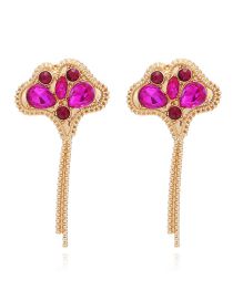 Fashion Gold Alloy Diamond Leaf Stud Earrings