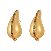 Fashion Color Copper Inlaid Zirconium Drop Earrings