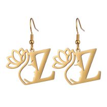 Fashion Golden Z Stainless Steel Flower 26 Letter Earrings