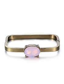 Fashion Pink Oval Diamond Decorated Square Shape Design Alloy Fashion Bangles
